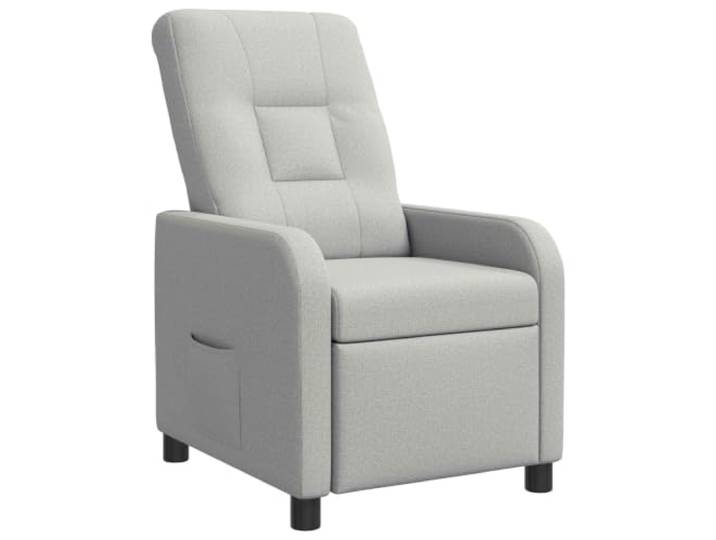 NLQMSU Sessel, neigbar, Wolkengrau, Stoff, 100 % Polyester Rückenlehne neigbar 115°-160°, Fußstütze, Rahmen aus Metall und Holz, flache Armlehnen, Pfostenfüße, Bezüge