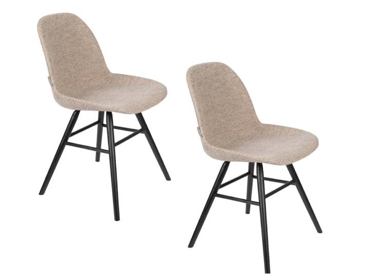 Lot de 2 chaises en tissu beige design