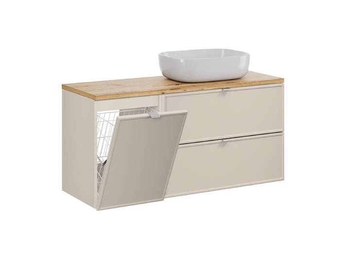Meuble simple vasque 120cm panier à linge Alba Cachemire