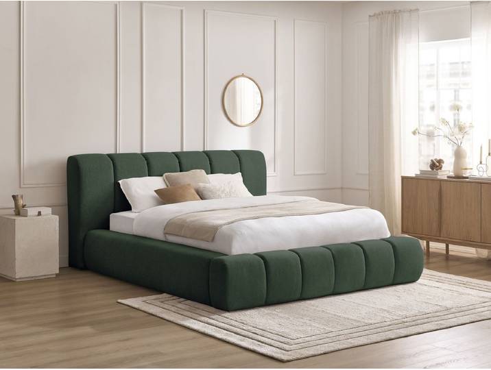 Lit coffre DENALI tissu lisse 140x190