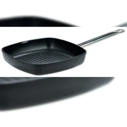 GSW Grillpfanne Gastro traditionell Titanium 28 x 28 x 5,7cm, induktionsgeeignet, backofengeeignet bis 240°C