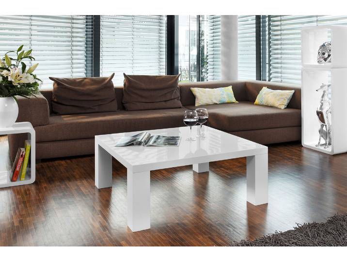 Couchtisch SALESFEVER - im puristischen Stil , weiß (weiß, weiß), B:90cm H:40cm T:90cm, Tische, Couchtisch, Stilvoll Hochglanz: Rechteckig oder Quadratisch