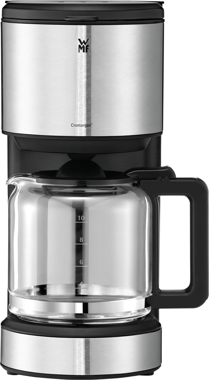 WMF Stelio koffiemachine met 10 kopjes capaciteit en 1000 watt vermogen in Cromargan