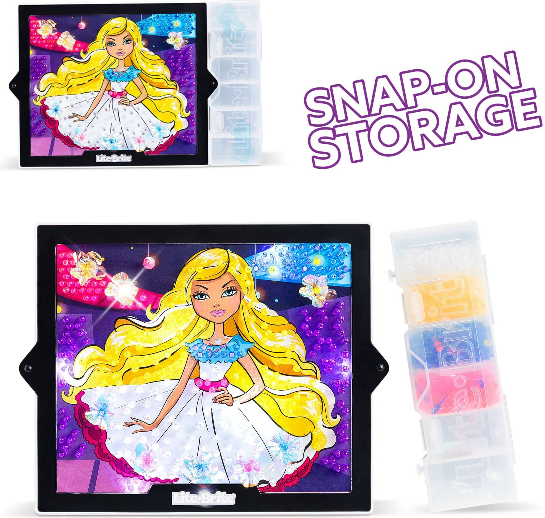 Basic Fun Lite Brite ColorPOP Fashion Glam Light-Up Art Set for Kids with 250 Mini Pegs and 10 GlowOn 3D Accents, USB-C Powered