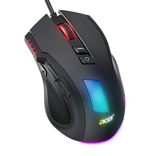 Acer Gaming Muis met RGB, 12800 DPI, 8 Programmeerbare Knoppen en Rapid Fire-knop