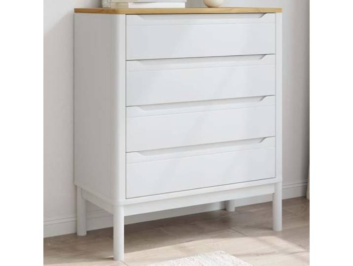 KGTKGTYER Kommode Floro Schlafzimmer-Schrank mit 4 Schubladen Kiefernholz Massivholz-Konstruktion, Rustikales Design, Viel Stauraum, Holzbeine