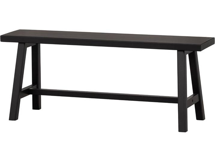 Bank WOOOD Imme mit Massivkiefer und sichtbare Maserung B 110 x T 35 x H 45 cm , schwarz, B:110cm H:45cm T:35cm, Massivholz, Sitzbänke, Bank, Wasserbasierter Schutzlack, Verstärkungsbalken, einfach zu montieren