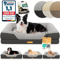 ELONEO Orthopädisches Hundebett, Grau - Größe M