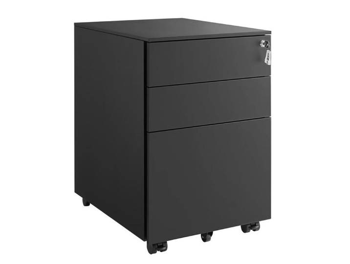 Caisson de bureau à roulettes avec 3 tiroirs et classeur suspendu armoire de bureau verrouillable