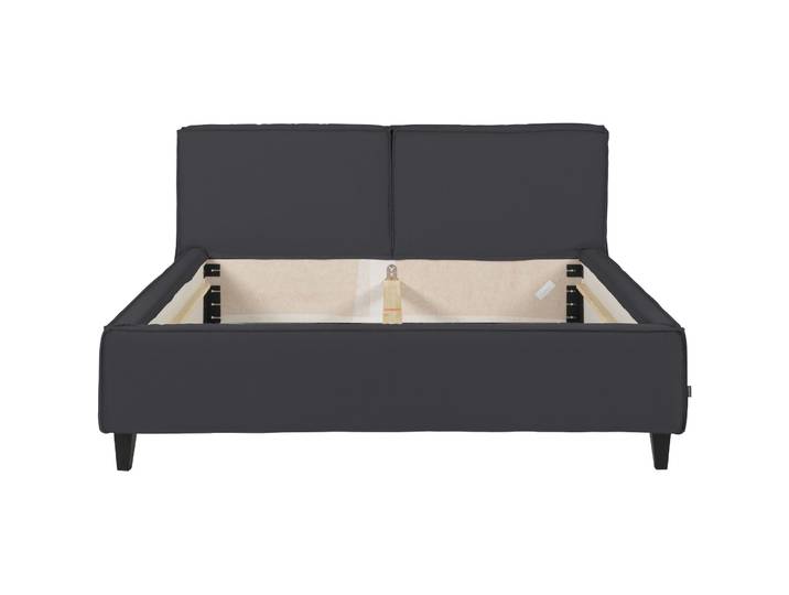 Bett Smith schwarz Leder 160 x 200 cm - Bett
