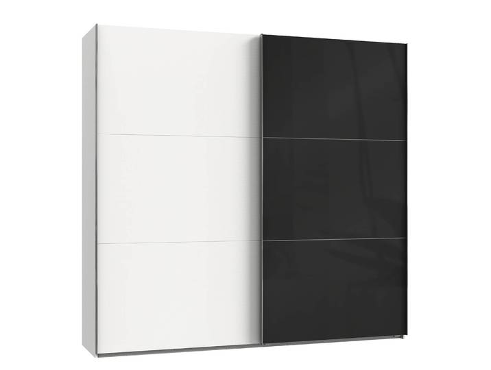 Schwebetürenschrank Level 36 C 250 x 236cm ohne Weiß/Weiß/Hochglanz Schwarz