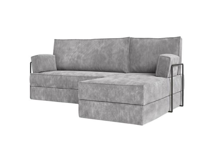 ECKSOFA NOTIA modulares Boneless Sofa mit Schlaffunktion Hellgrau Kordstoff