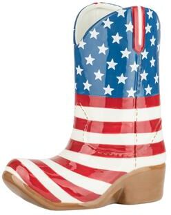 10 Strawberry Street Old Glory Cowboy Boot Utensil Crock