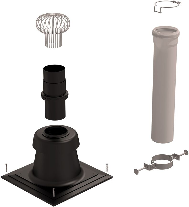 Kit entrée plafond CHEMILUX B22p-B23p D110mm noir pour flexible UBBINK 100019 Noir