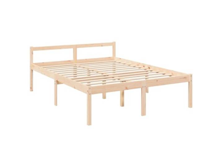 KTHLBRH Bett aus massivem Kiefernholz, 160 x 200 cm, für Senioren Sitzhöhe 45 cm, Unterbettbereich 35 cm, Lattenrost inklusive, klassisches Kopfteil