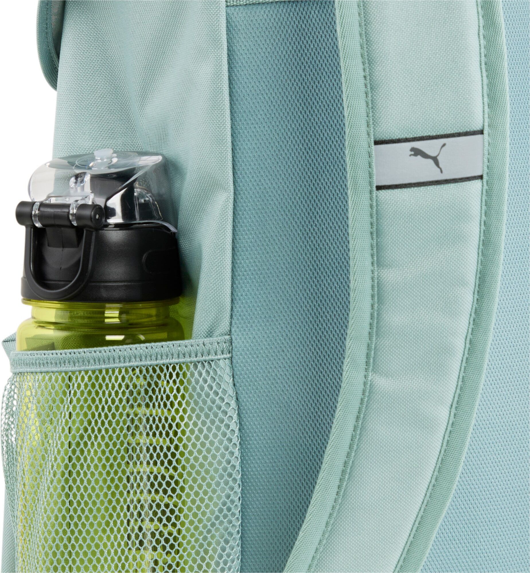 Rucksack PUMA "PHASE HOODED BACKPACK", grün (grün moon), Rucksäcke, Netz, Polyester, unifarben, Rucksack, mit Klappe, mit mehreren Taschen, Hauptfach mit Schnallenverschluss grün moon Einheitsgröße