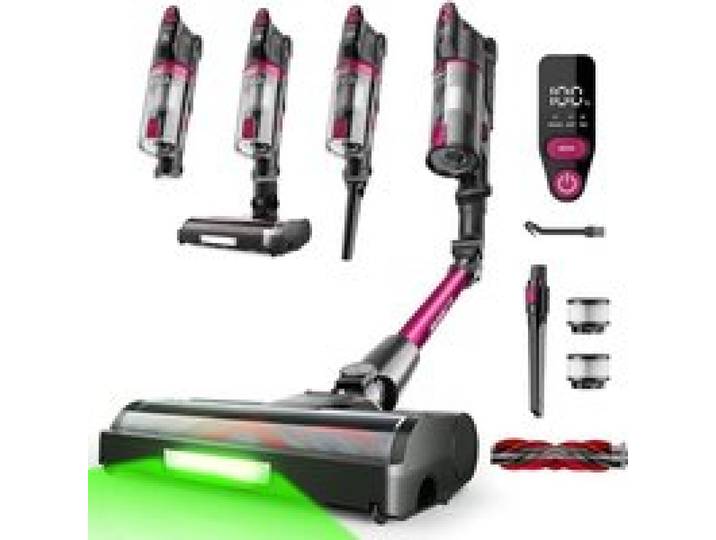 Aspirateur Balai Sans Fil FV3 Lilas 60KPa/50Min Tube Pliable Autoportant Brosse Anti-Enchevêtrement LED Verte Sols