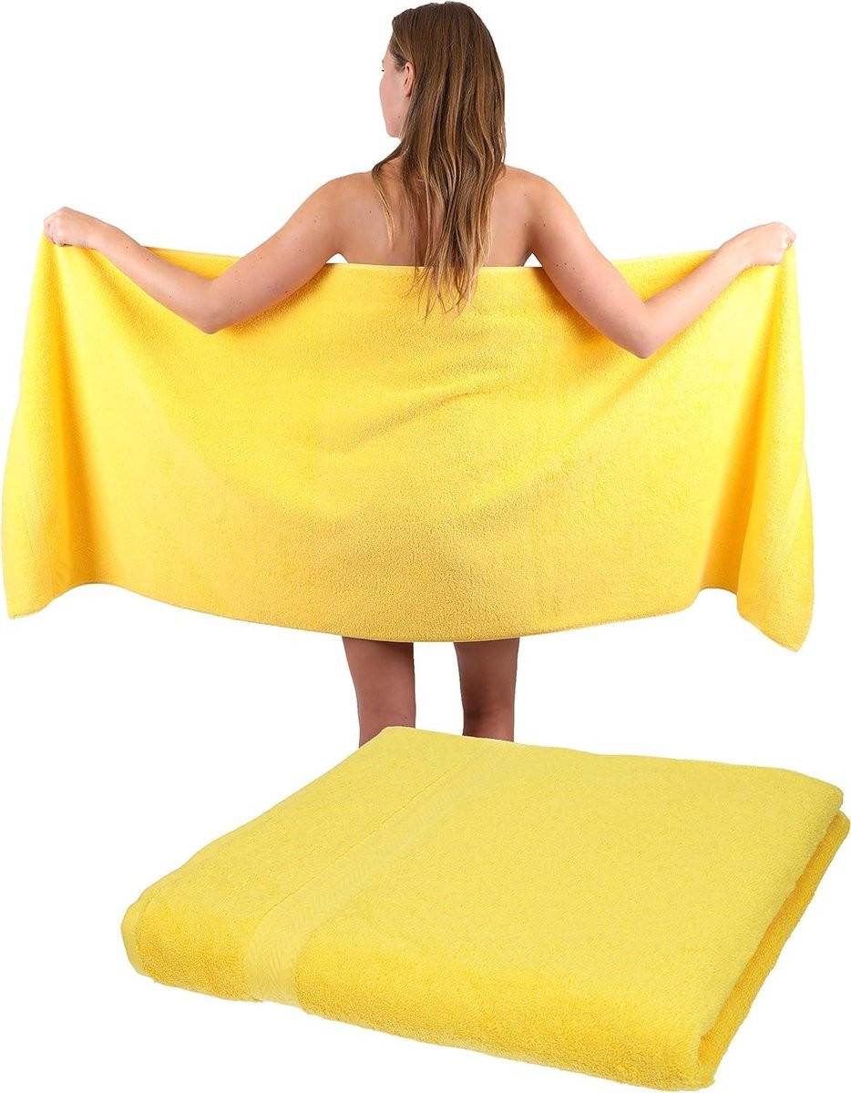 Sauna Handdoek Set Geel - Badhanddoek XXL van 100% Katoen - 70 x 200 cm