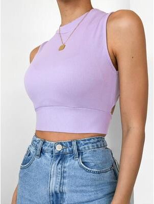 Women Boutique Backless Criss Cross Crop Tank Top For Women Slim Summer Streetwear purple s