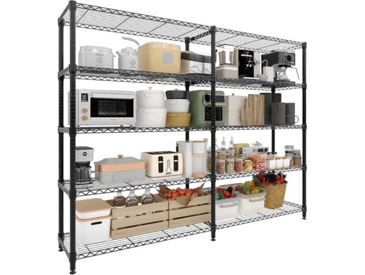 Robustes Metallregal, 5-Stufig, Verstellbar, 180x35x150 cm Umwandelbares Lagerregal, Für Keller, Speisekammer, Küche, Lager, Breite 35 cm