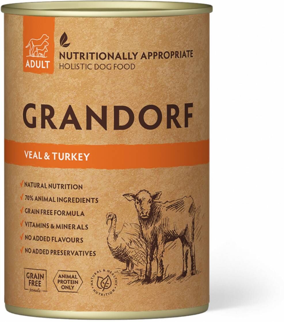 Grandorf Adult Vitello e Tacchino Alimento Umido Completo per Cani Adulti 400g