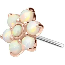 14 Karat Gold Aufsatz mit Titan Push Pin BLUME + 7 SYNTHETISCHE OPALE