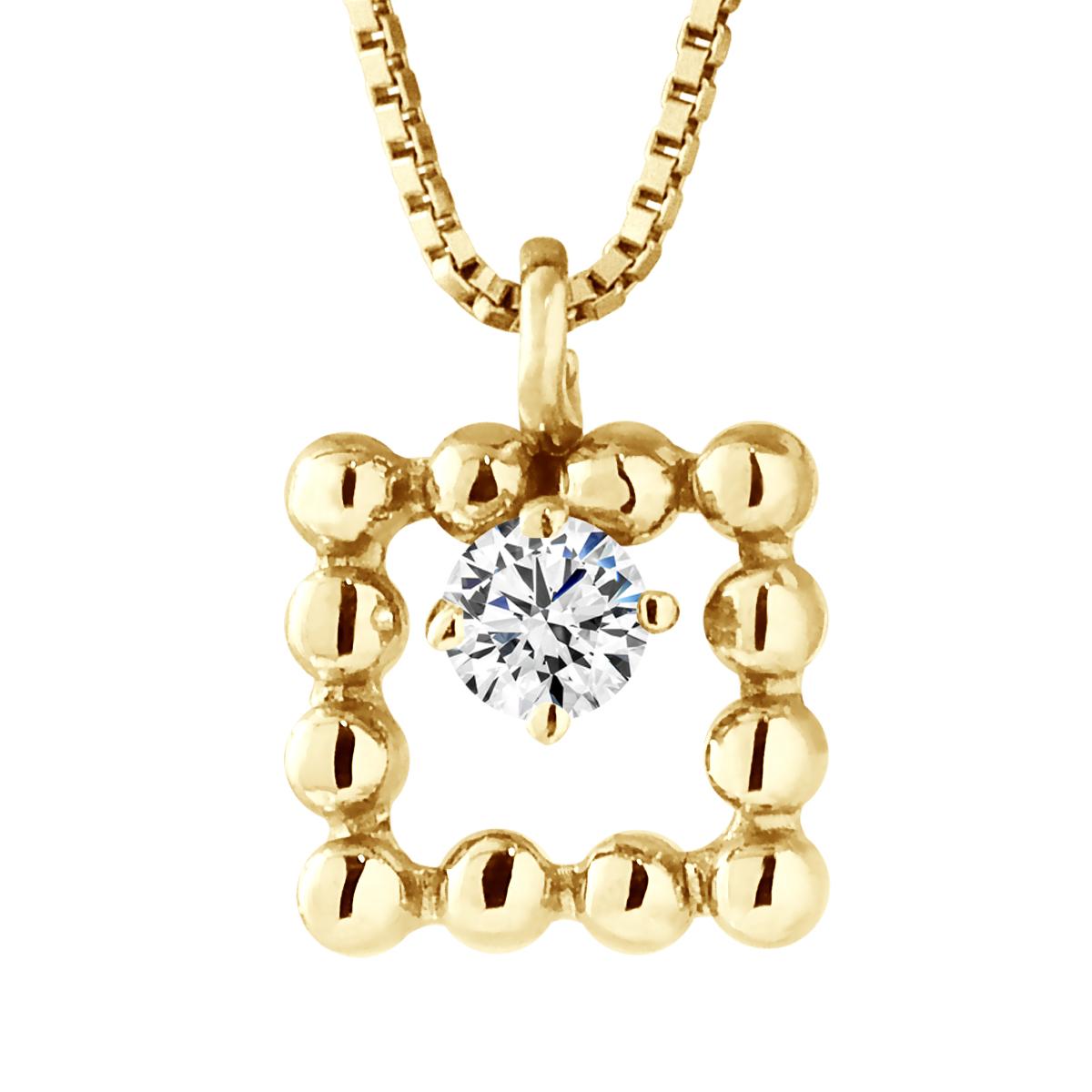 SQUARE Ketting Diamonds 0.050 Cts Yellow Gold
