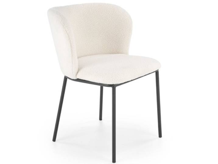 Chaise design en tissu de polyester bouclé crème