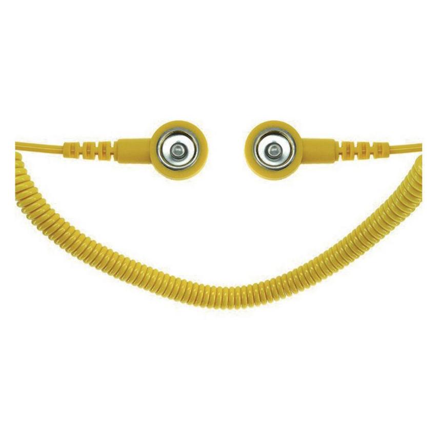 Safeguard ESD-Spiralkabel, 1 MOhm, hellblau, 2,4 m, 3 mm Druckknopf, Bananenstecker, Krokodilklemme (Statikschutz) (SG-SK-3DK-BA-HB-2400MM-1MOHM)