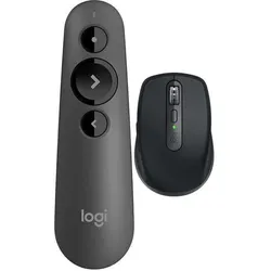 Logitech Wskaźnik laserowy R500s (910-005843) + MX Anywhere 3S Graphite (910-006929) (Kabellos), Maus, Grau, Schwarz