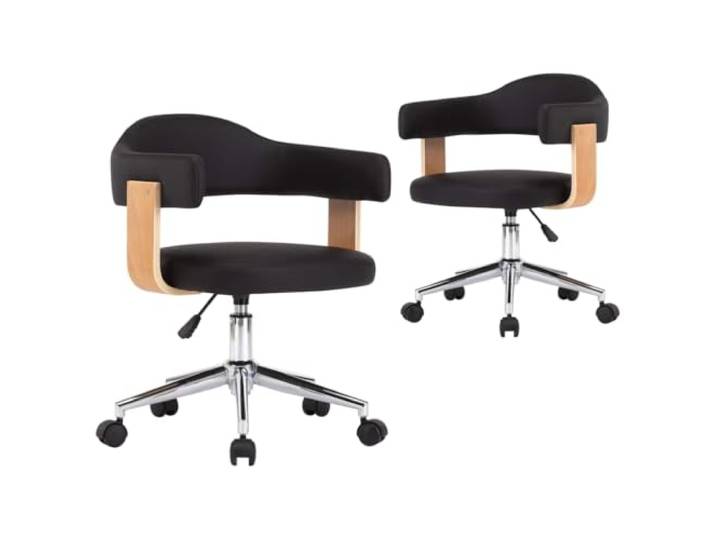 Todiikf 2er Set Esszimmerstühle Drehbar Höhenverstellbar Schwarz Kunstleder Flexibler Polsterstuhl mit Rollen und Gasfeder für Wohnzimmer, Schlafzimmer, Lounge oder Büro. Komfortable Sitzgelegenheit.