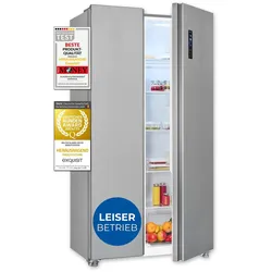 Exquisit Side-by-Side SBS546-040E inoxlook | No Frost | Nutzinhalt: 442 L | Temperaturregelung | Alarm