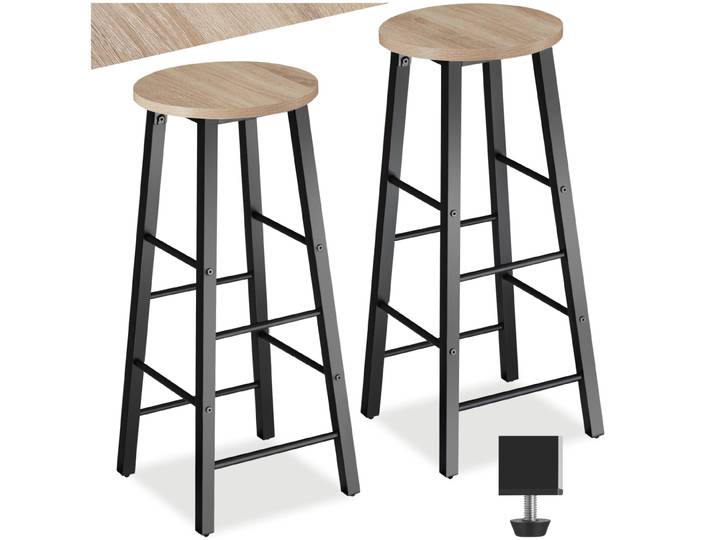 Tabourets de bar Keynes - Bois clair industriel, Chêne Sonoma