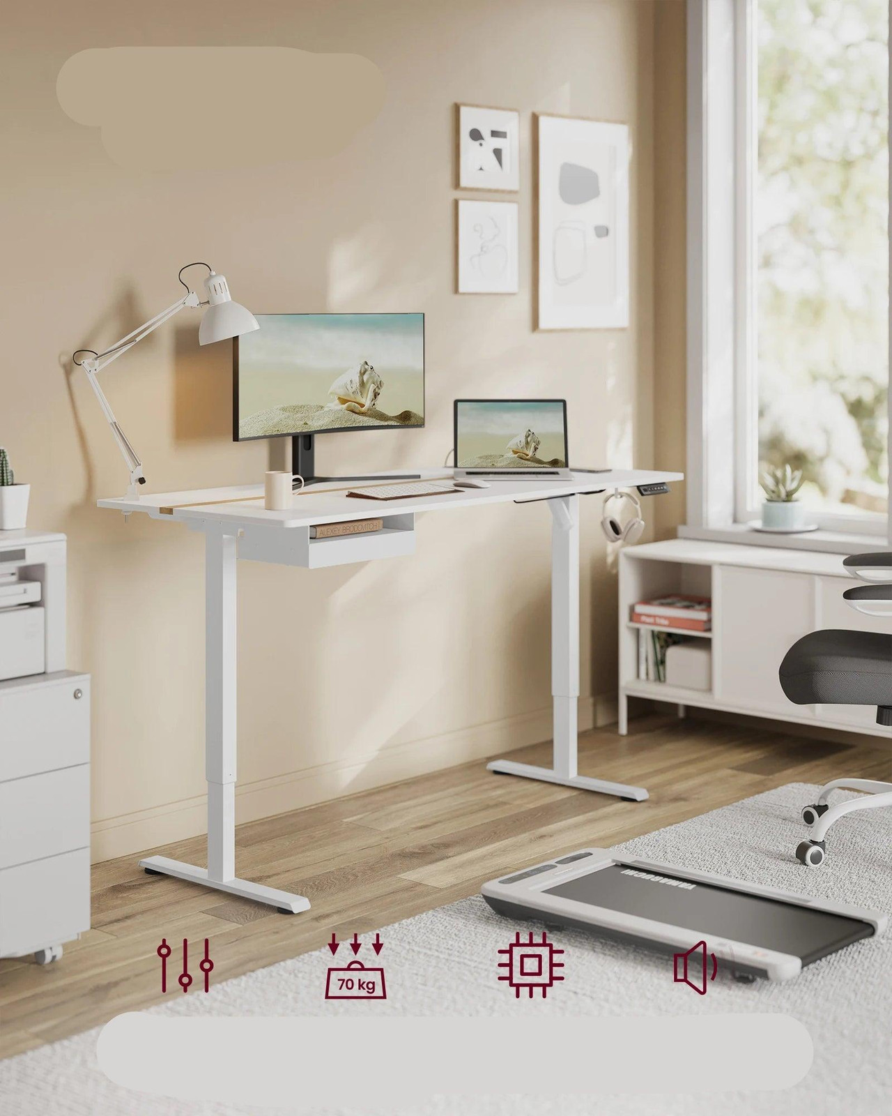 Selius Ergonomisch Zit-sta bureau met geheugenfunctie voor thuiswerkplek