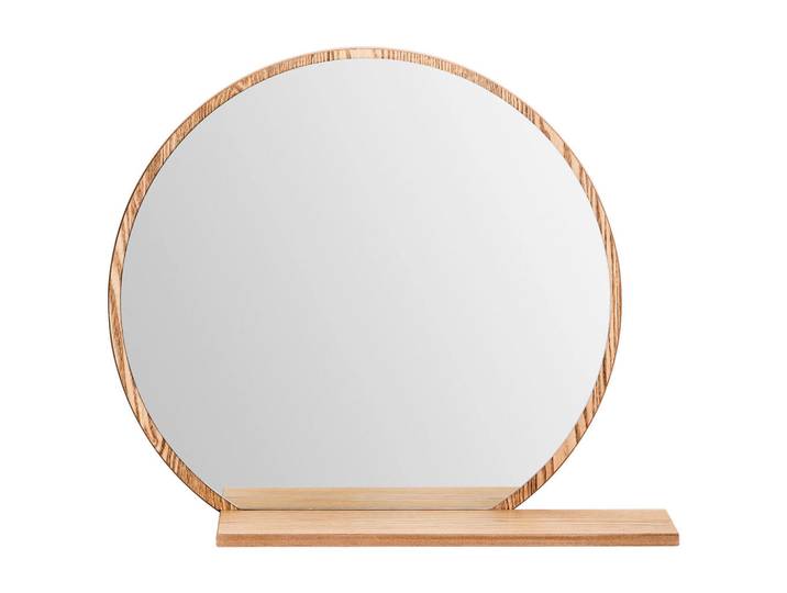 Xora Wandspiegel, Eichefarben, Glas, Holzwerkstoff, rund, 65x56x17 cm, Ablage, Spiegel, Wandspiegel