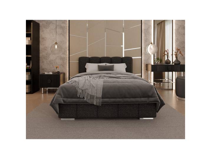 Homesy Polsterbett Zaira 140x200cm – Elegantes Polsterbett für modernen Wohnstil, Zonierte Multi-Taschen-Federkern (24cm), schwarz, Schwarz, Holz, Mode, 100x200 cm, Schlafzimmer, Betten, Polsterbetten
