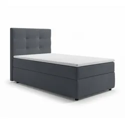 BOXBETT SAKARYA 90x200 cm mit Bettkasten und Matratze - Dunkelgrau + TOPPER