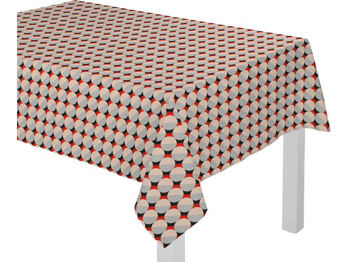 Tischdecke ADAM Circles Gr. 1, orange (hellgrau, natur, orange), B:120cm L:120cm, Bio-Baumwolle, Tischdecken, Tischdecke, aus 100% Bio-Baumwolle