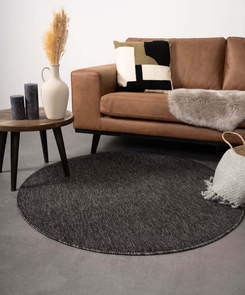 Tapeso Rond vloerkleed Lush antraciet