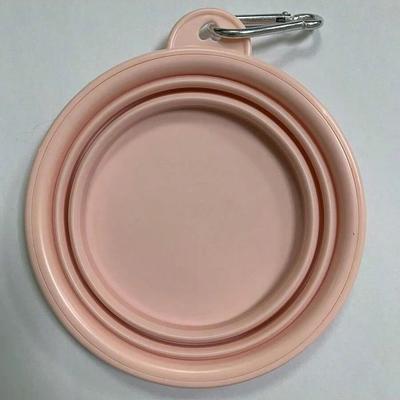 Uplift Picks Portable Foldable Dog Travel Bowl With Carabiner 350ml For Pets On The Go pink