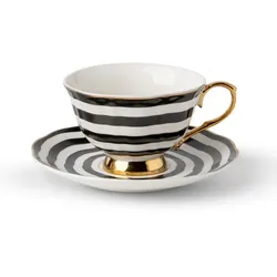 Kaffeetasse Jessica 2tlg. Porzellan Schwarz, Weiß Schwarz / M (Medium)