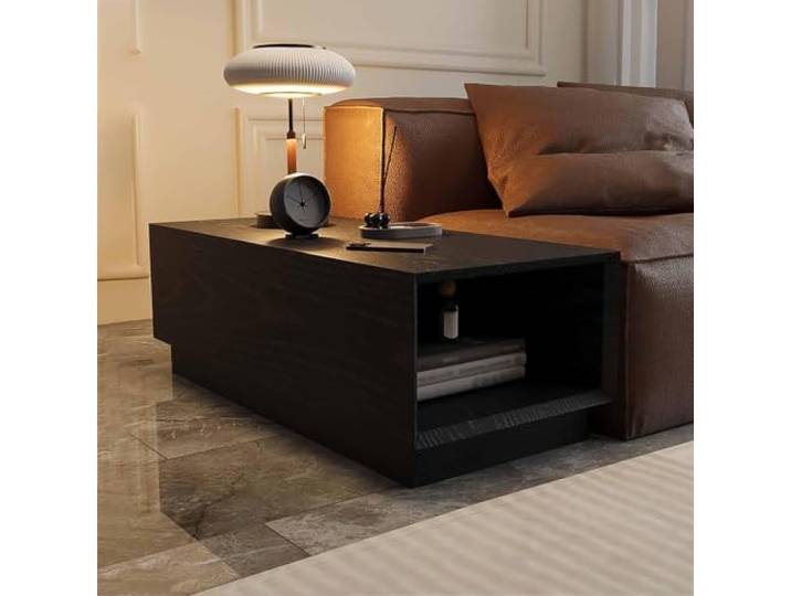 KAFHGEIN Moderner Beistelltisch aus Massivholz mit Offener Ablage Beistelltisch aus Massivholz mit offener Ablage im Cut-out- oder Schubladenstil für Sofa, Leseecke, Schlafzimmer