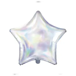 PartyDeco Folienballon Stern 48cm Silber Irisierend