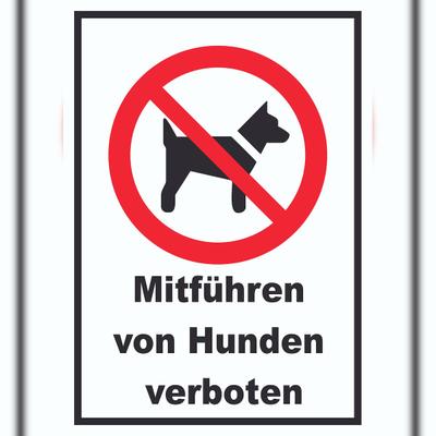 HB-Druck Mitführen von Hunden verboten Schild A3 Rückseite selbstklebend