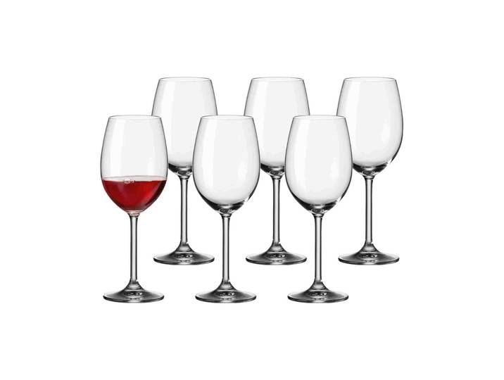 Rotweinglas LEONARDO Rotweingläser Daily 180 ml 6er Set transparent , bunt (transparent), Glas, Trinkgefäße, Rotweinglas