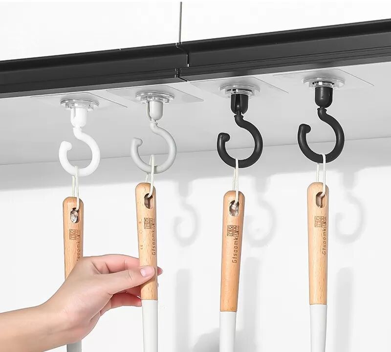 INF Saug-Decken-Drehhaken 10er Set, kompatibel mit PP+PVC, starker Haltekraft ohne Bohren für Wand und Decke Schwarz