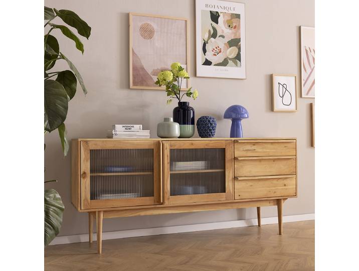 Massives Sideboard 3 Schubladen 180 x 80 x 40cm Braun