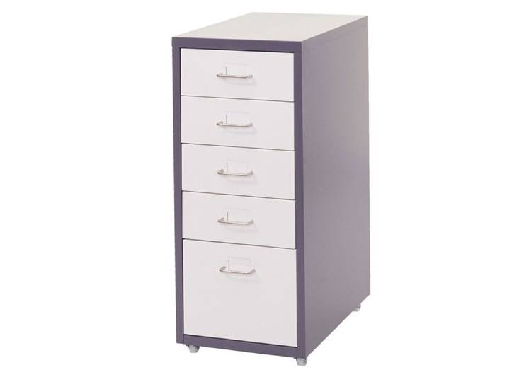 Caisson à roulettes Boston T851 armoire à tiroirs armoire en acier 69x28x41cm 5 tiroirs ~ gris fon