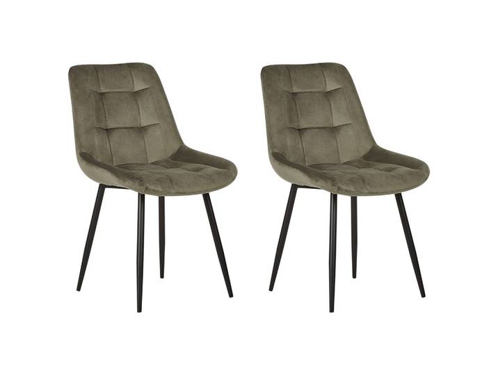 STUHL 2er-Set Samtstoff olivgrün Melrose