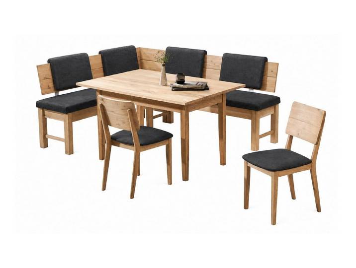 58 aufm Kessel Essgruppe Eckbankgruppe Modern Dyan 4 für 7 Personen Massivholz Wildeiche/Grau, (inkl. Versand, Lieferung bis Verwendungsstelle), Sitzgruppe mit Eckbank, Esstisch und 2 Stühlen hochwertig + langlebig